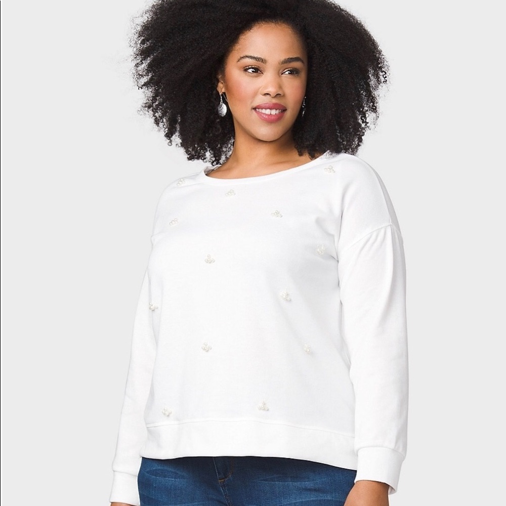 Dressbarn Faux Pearl long sleeve Sweatshirt